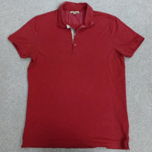 Burberry Brit Nova Check Red Short Sleeve Polo (Faint Stains, Pin-Hole, and ligh - Picture 2 of 12